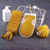 Douche Bad Set van 3 - Scrub handschoen - Rug Scrubber - Badspons - Cadeau