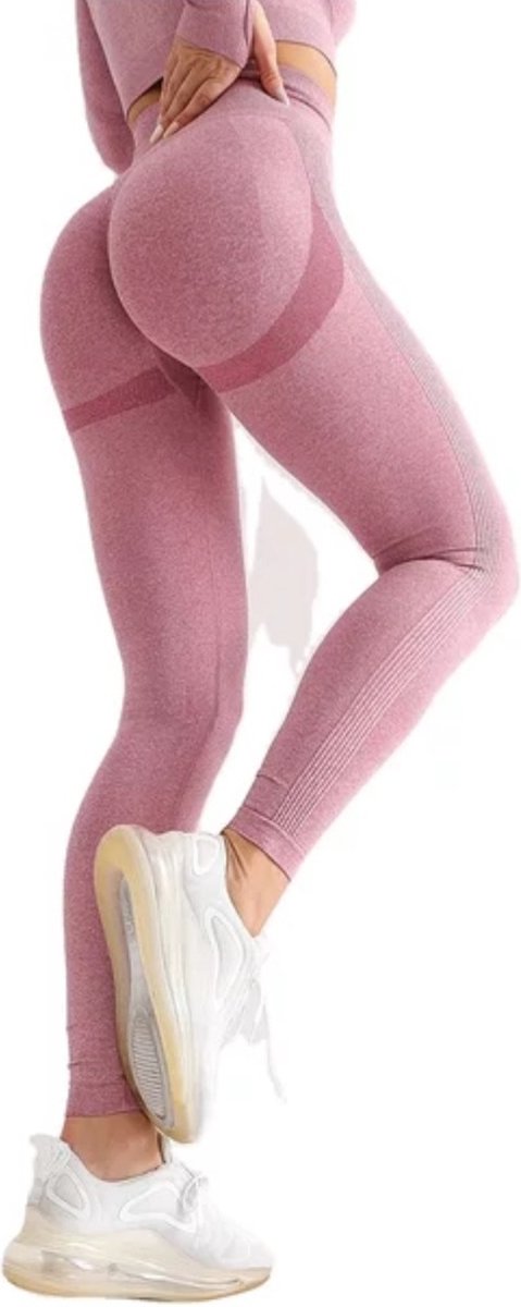 Sportlegging Dames-Fitnesslegging -Yogapants -Sportbroek High Waist-Butt lifting-Roze-Maat-M