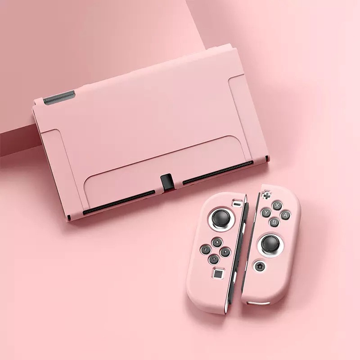 Shopping Moments - Nintendo switch Oled siliconen Case – Cover – Beschermhoes - Zachte TPU Cover Roze