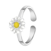 Lucardi Meisjes One-Size Kinder ring met plating - Rond - Emaille - Cadeau - Echt Zilver - Zilverkleurig