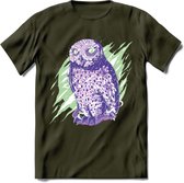 Dieren T-Shirt | Uil shirt Heren / Dames | Wildlife owl cadeau - Leger Groen - XL