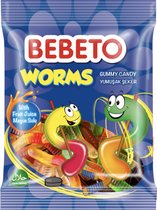 Bebeto - Worms - Snoep met fruit juice - 80 gr - per 4 stuks - halal