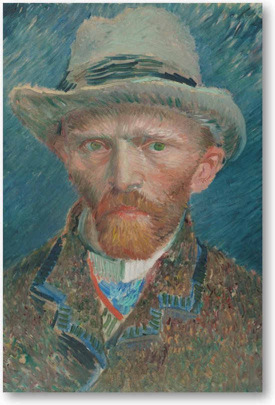 Zelfportret, Vincent van Gogh - 60x90 Dibond voor Binnen én Buiten - Vincent van Gogh - Besteposter - Meesterwerken