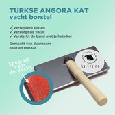 Borstel Turkse Angora - Handzaam - Sterk - Duurzaam hout en metaal - Maakt de vacht van je Turkse Angora kat weer klit- en viltvrij - kattenvacht borstel