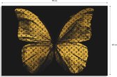 LV Golden Butterfly - Glasschilderij  - Schilderij woonkamer slaapkamer - 90 x 60 cm - woonkamer - louis vuitton