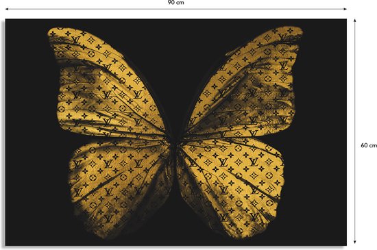LV Golden Butterfly - schilderij - Schilderij woonkamer slaapkamer - woonkamer