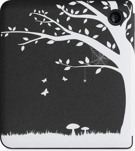 kwmobile e-reader hoesje geschikt voor Kobo Libra 2 hoes - Ereader flip case met standaard - E reader cover van kunstleer - In wit / zwart van Merkloos — afbeelding 4
