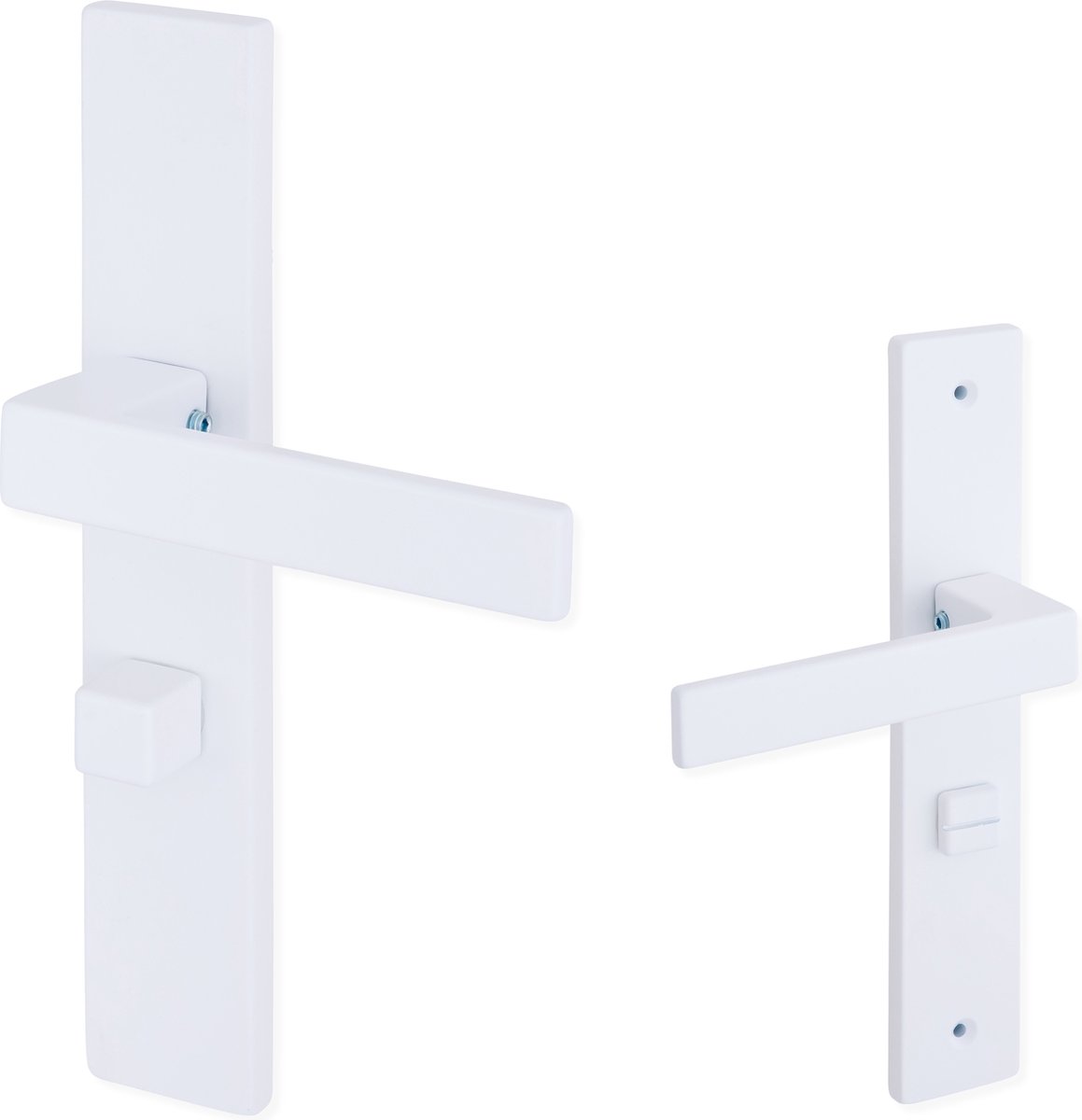 Eliot® deurklink op schild - WC / badkamer - mat wit - slotafstand 57mm