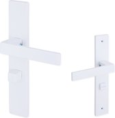 Eliot deurklink op schild - WC / badkamer - mat wit - slotafstand 57mm