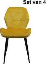 Jane fluwelen eetkamerstoelen set van 4 Geel velvet