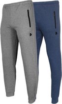 2- Pack Donnay Joggingbroek met elastiek - Sportbroek - Heren - Maat 3XL - Silver-marl/Dark-blue marl