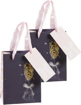 Pakket van 4x stuks papieren bruiloft giftbags/cadeau tasjes blauw 11 x 14 x 6 cm cm - Huwelijk cadeautjes