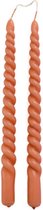 Rustik Lys Dinerkaarsen  Swirl - Brique - 2 stuks 2.1 x 29 cm Gedraaide kaarsen