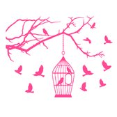 Muursticker Vogels avec cage