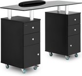physa Manicure tafel - 1200 x 515 x 810 mm - zwart/wit - op 8 rollen