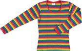 Apollo - Party T-shirt dames lange mouwen - Strepen - Rainbow - Maat M - Carnaval - Carnavalskleding dames - Carnavalskleding