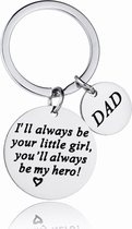 Sleutelhanger - Papa - Vader - Vaderdag- Cadeautjes - Liefde - Love - Hartje - Met Tekst - I Love You - RVS - I'll Always Be Your Litlle Girl