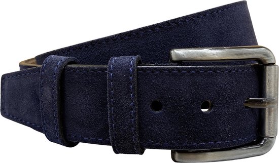 Riem Heren - Riem Dames Donkerblauw Suede Leer - 4.5 cm breed - 125 cm (taille tot 105 cm)