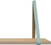 Leren Plankdragers - Handles and more® - 100% leer - LICHTBLAUW - set van 2 leren plank banden