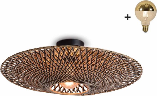 Plafondlamp - BALI - Bamboe - Medium - Incl. spiegel LED-lamp
