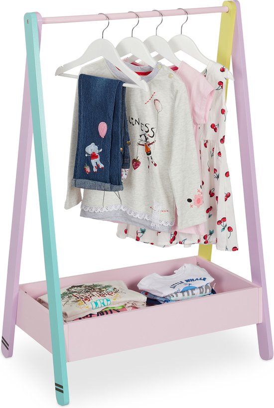 natuurlijk auteur knal Relaxdays kledingrek kinderen - kinderkapstok - garderoberek -  kledingstandaard | bol.com