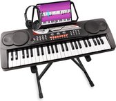 Bol.com Keyboard piano - MAX KB8 keyboard met 49 toetsen keyboard standaard en koptelefoon - Zwart aanbieding