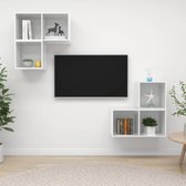 Decoways - 4-delige Tv-meubelset spaanplaat hoogglans wit