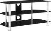 Decoways - Tv-meubel 96x46x50 cm gehard glas zwart