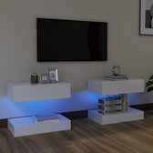 Decoways - Tv-meubelen 2 stuks met LED-verlichting 60x35 cm hoogglans wit