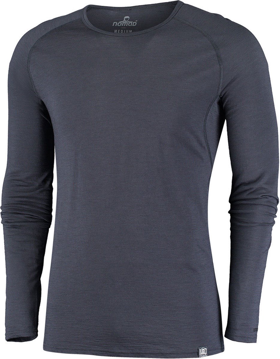 NOMAD® Long sleeve Pure Merino Heren | Grijs | XXL | Warm, Zacht & Ademend | 100% Merinowol