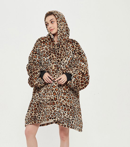 Luipaard Coodie - Hoodie blanket - Hoodie deken met mouwen en print