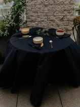 VANLINNEN - Linen Dark blue tablecloth - natural 100% linen - 205cm x 400cm - Blauw tafelkleed - 100% linnen
