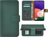 Hoesje Samsung Galaxy A22 5G - Bookcase - Samsung A22 5G Wallet Book Case Echt Leer Groen Cover