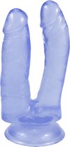 Nooitmeersaai - Dubbele siliconen dildo blauw - 15 & 14 cm