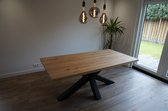 Eikenhouten eettafel | 100x200cm | Matrix industrieel | rechte rand