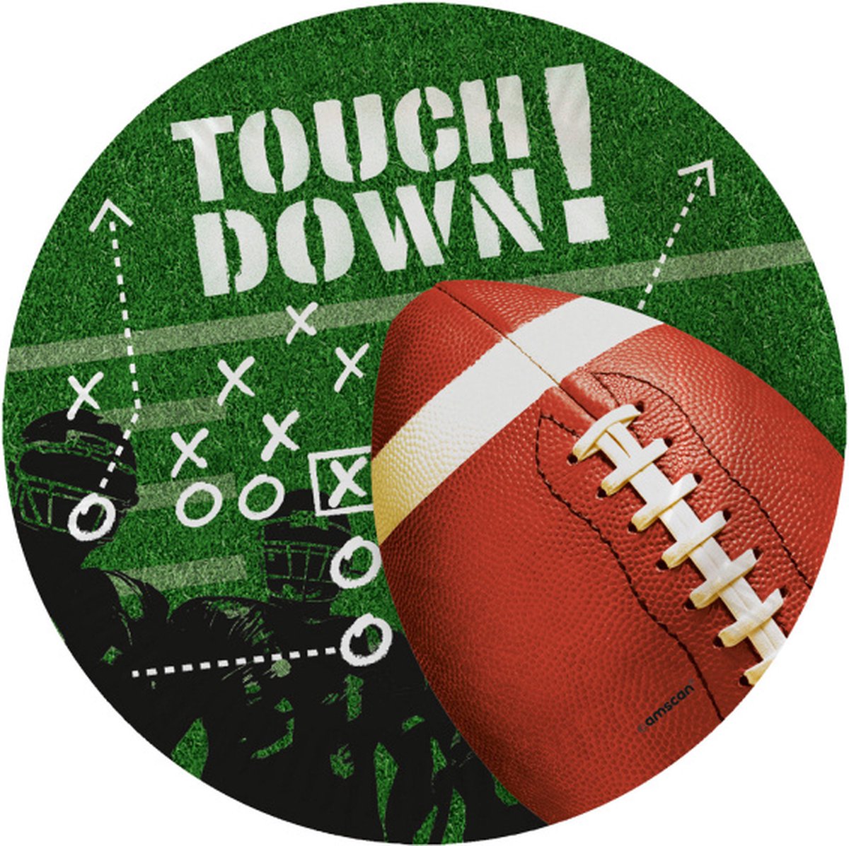 Amscan Feestbordjes Touchdown! Papier 23 Cm Groen 8 Stuks