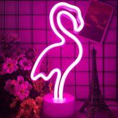 LED Pink Flamingo Neon Light Signs Neon Signs Bulbs Flash Neon Lights Warm Wit Decor Flash Neon Lights Batterij/USB Aangedreven Nachtlampje voor Kerst Kinderkamer Woonkamer Bruilof