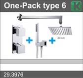 One-Pack Type 6 Inbouw Regendoucheset Met Thermostaatkraan 20cm Chroom