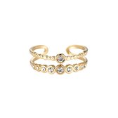 Tweelaagse ring met briljant kroonontwerp van zirkonia - Ring van zirkonia - In maat verstelbaar - 14K goudlaag - Dottilove