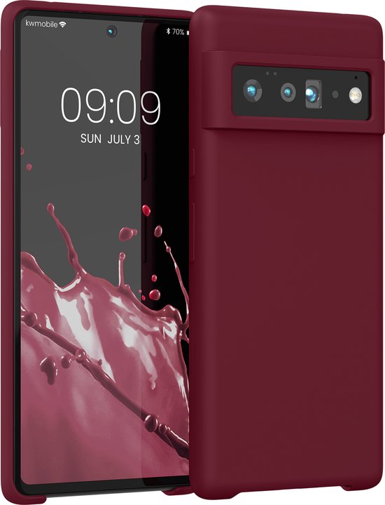 kwmobile telefoonhoesje geschikt voor Google Pixel 6 Pro - Hoesje met siliconen coating - Smartphone case in rabarber rood