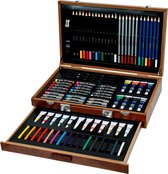 Creative Artist schilder en tekenkoffer - 91 delig - Luxe, houten koffer - 9.8 x 38.9 x 24.4 cm