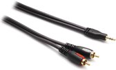 G&BL - 5348, kabel jack 3,5mm- 2x RCA verguld 3m, zwart