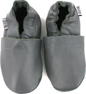 Leren Baby Slofjes | 3 tot 18 maanden | Maat: 19 (12-15 maanden) | 100% echt leer | Kleur: grijs