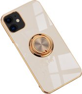 iPhone 11 hoesje met ring - Kickstand - iPhone - Goud detail - Handig - Hoesje met ring - 5 verschillende kleuren - zalm roze - Grijs/blauw - Donker groen - Zwart - Paars