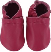 Leren Baby Slofjes | 3 tot 18 maanden | Maat: 18 (9-12 maanden) | 100% echt leer | Kleur: fuchsia / rood