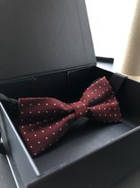 Bow-tie - bowtie - vlinderstrik - mannen - bordeaux - rood - witte stippen