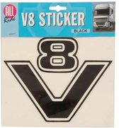 Sticker V8 zwart ca. 15 x 15 cm voor op auto, vrachtauto, boot enz.