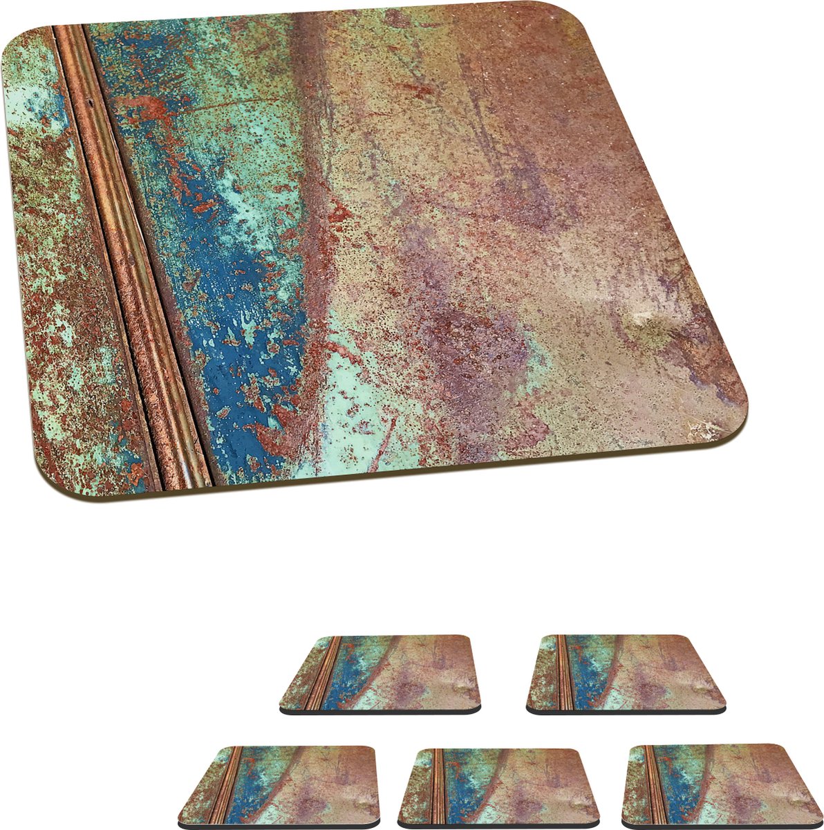 Onderzetters voor glazen - Roest - Metaal - Staal - 10x10 cm - Glasonderzetters - 6 stuks