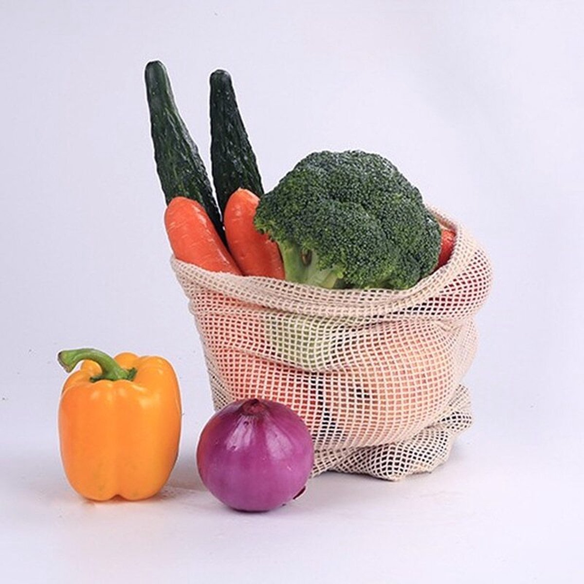 Groente Zakken Met Koord - Katoenen Herbruikbare Tas - Groente Opbergtas - Keuken – Fruit En Groente.
