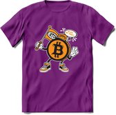 BTC Mascot - Crypto T-Shirt Kleding Cadeau | Dames / Heren / Unisex | Bitcoin / Ethereum shirt | Grappig Verjaardag kado | BTC Tshirt Met Print | - Paars - M